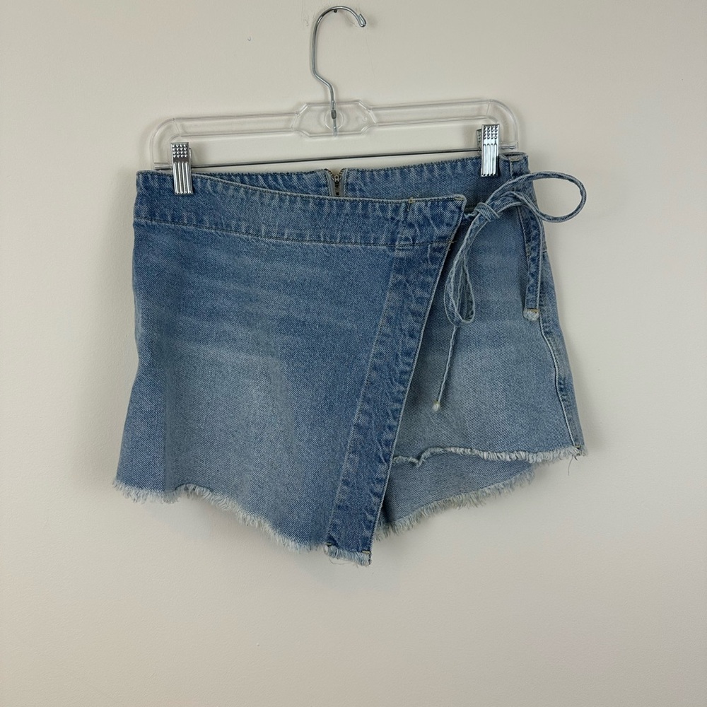 We The Free Free People | Blue Denim Emmy Wrap Skort Size 4 - Picture 2 of 6